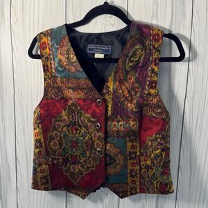 Vintage Norton McNaughton Floral Vest USA Size 6 Cottagecore Retro